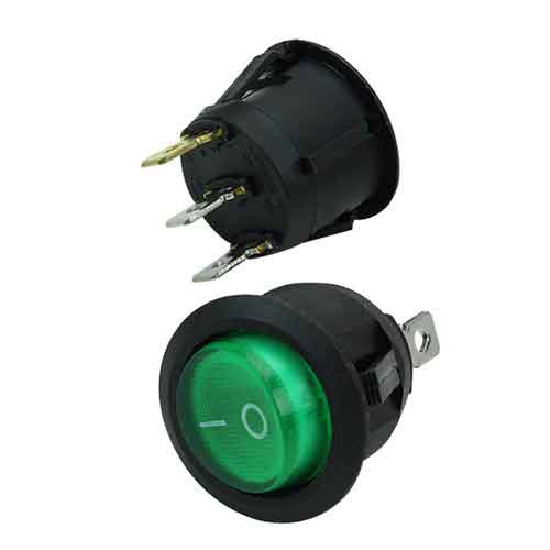 CHAVE INTERRUPTOR GANGORRA REDONDO MONO 3T 10A VERDE