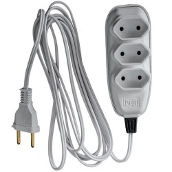 EXTENSAO ELETRICA 2 PINOS  1,5MT 3 TOMADA 10A BRANCO