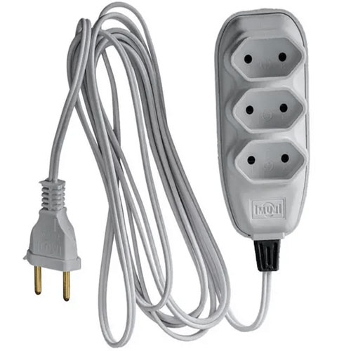 EXTENSAO ELETRICA 2 PINOS  2,5MT 3 TOMADA