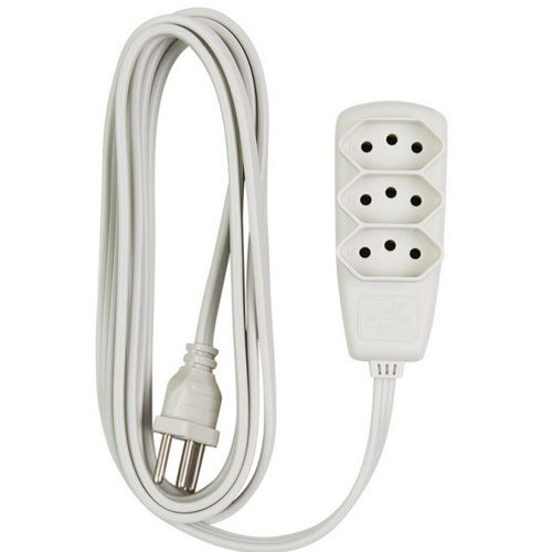 EXTENSAO ELETRICA 3 PINOS  5MT 3 TOMADA GELO