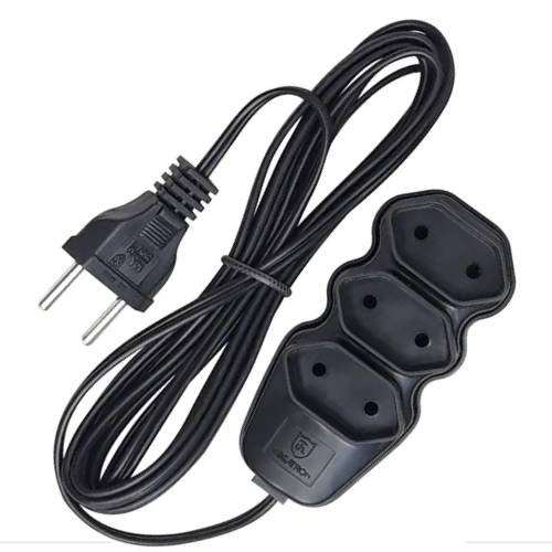 EXTENSAO ELETRICA 2 PINOS  5MT 3 TOMADA