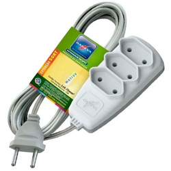 EXTENSAO ELETRICA 2 PINOS  3MT 3 TOMADA GELO PL