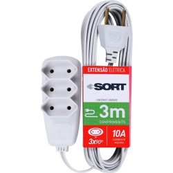 EXTENSAO ELETRICA 2 PINOS  3MT 3 TOMADA PL GELO