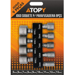 JOGO SOQUETE MAGNETICO SEXTAVADO 5-13MM 65MM  9PCS