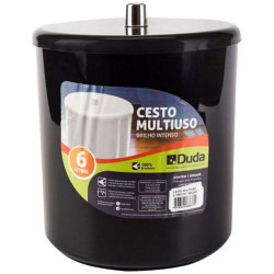 LIXEIRA PLASTICA REDONDA COM TAMPA 6L PRETO (CESTO)