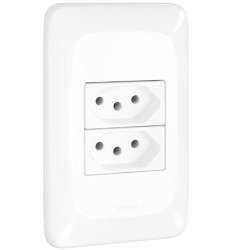 PIAL POP CJ TOMADA DUPLA 2P+T 10A BRANCA