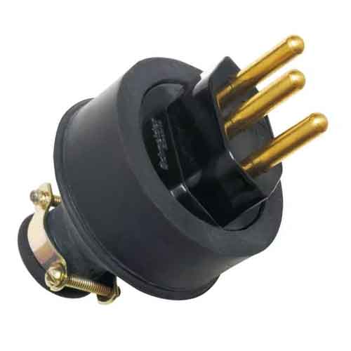 PLUG MACHO 2 PINOS+T 20A REVESTIDA DE BORRACHA