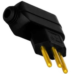 PLUG MACHO 2 PINOS+T 10A  90o LATERAL PRETO